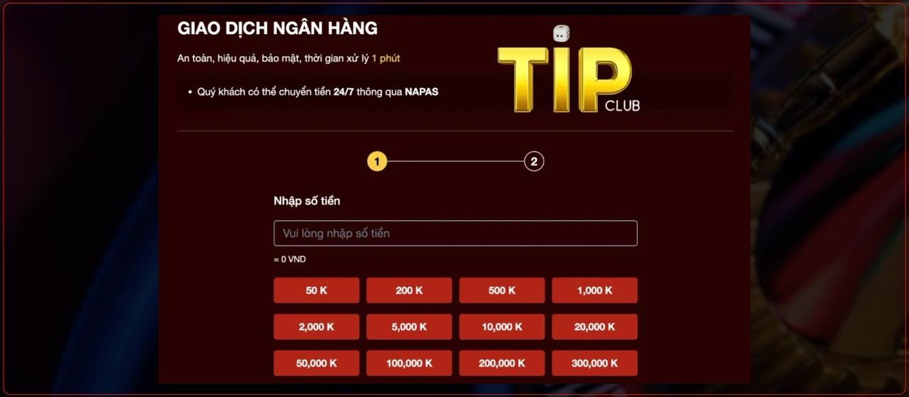 Thao Tác Nạp Rút Tiền Tại Cổng Game Tip Club