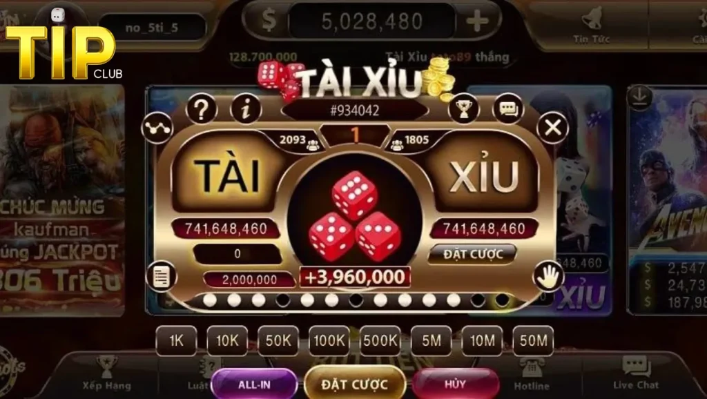 Các phương án đặt cược ở loại hình tài xỉu trực tuyến Tip Club